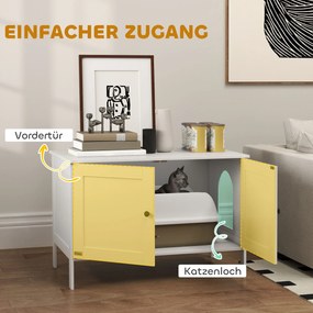 Ντουλάπι για γατο-τουαλέτα, σπίτι για γάτες με πόρτα, διαχωριστικό, γατο-τουαλέτα για μεγάλες γάτες 80 x 51 x 54 εκ., Λευκό