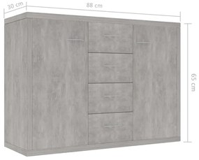 vidaXL Μπουφές Γκρι του Σκυροδέματος 88 x 30 x 65 εκ. από Επεξ. Ξύλο