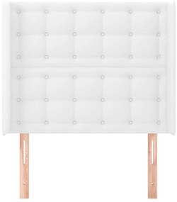 Κεφαλάρι με Πτερύγια Λευκό 93x16x118/128 εκ. Συνθ. Δέρμα - Λευκό