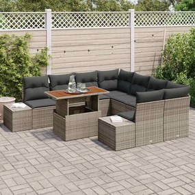 vidaXL Σέτ φαγητού για κήπο 9 pcs Γκρι, Καφέ 100 x 55 x 73 εκ