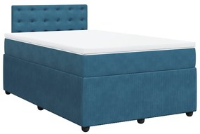 vidaXL Κρεβάτι Boxspring με Στρώμα Μπλε 120x200 εκ. Βελούδινο