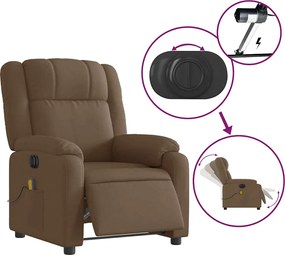 vidaXL Πολυθρόνα Μασάζ Ηλεκτρική Ανακλινόμενη Καφέ Υφασμάτινη
