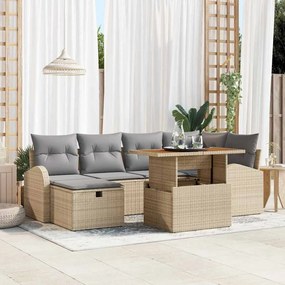 vidaXL Σετ Καναπέ Κήπου 7 pcs Μπεζ συνθετικό ρατάν