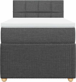 vidaXL Κρεβάτι Boxspring με Στρώμα Σκούρο Γκρι 90x200 εκ. Υφασμάτινο
