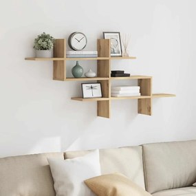 vidaXL Ραφιέρα Τοίχου Αρτισιανή Δρυς 124,5x18x60,5 εκ. Επεξ. Ξύλο
