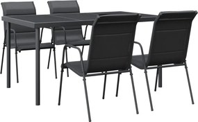 vidaXL Σετ Τραπεζαρίας Κήπου 5 Τεμαχίων Μαύρο Ατσάλι &amp; Textilene