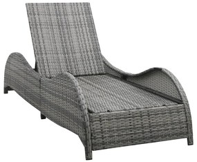 vidaXL Ξαπλώστρα Ανθρακί από Συνθετικό Ρατάν με Μαξιλάρι