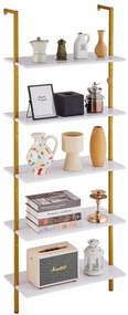VEVOR Industrial Square Pipe Shelf 5 Tier 24x11.8in Wall-Mount Gold White