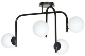 Φωτιστικό Οροφής 4xE14 IP20 Ατσάλι και Γυαλί KALF Made in Poland Emibig-1030/4B-Μαύρο-Λευκό 1030/4B