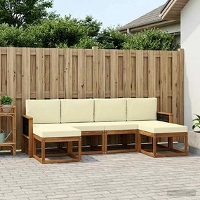 vidaXL Σειρά Καναπέ Εξωτερικού 6 pcs Φυσικό και Κρέμα Πολυεστέρας