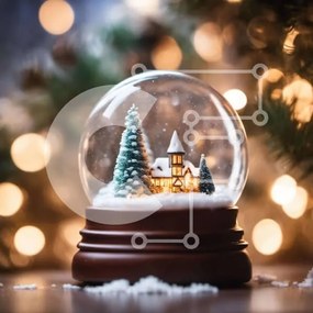 Intra Συλλεκτικό Ξύλινο Παζλ Plywood 4mm - Snow Globe με διακοσμημένο χωριό για εορταστική διακόσμηση Σε Ξύλινο Κουτί - Διαστάσεις: 10x10 cm – 25 κομμάτια