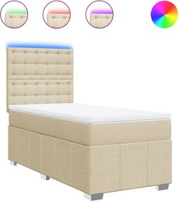 vidaXL Κρεβάτι Boxspring με Στρώμα Κρεμ 80 x 200 εκ. Υφασμάτινο