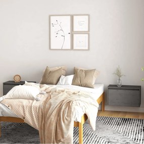 vidaXL Ντουλάπια Τοίχου 2 τεμ. Γκρι 60x30x35 εκ. από Μασίφ Ξύλο Πεύκου