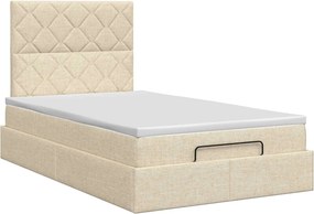 VidaXL Κρεβάτι Ottoman με στρώμα με κεφαλάρι Κρεμ 120 x 190 cm Ύφασμα