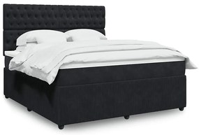 vidaXL Κρεβάτι Boxspring με Στρώμα Μαύρο 180x200 εκ. Βελούδινο