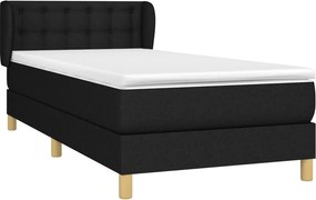 vidaXL Κρεβάτι Boxspring με Στρώμα Μαύρο 90x190 εκ.Υφασμάτινο
