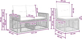 vidaXL Σετ Καναπέ Κήπου 4 pcs Μαύρο και Κρεμ Λευκό συνθετικό ρατάν