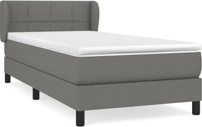 vidaXL Κρεβάτι Boxspring με Στρώμα Σκούρο Γκρι 90x190 εκ. Υφασμάτινο