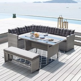 Σετ κήπου "ELIZABETH" από wicker σε χρώμα γκρι 249/164x72x74 100-02571
