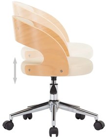 vidaXL Περιστρεφ. Καρέκλες Τραπεζαρίας 2 τεμ. Κρεμ Ξύλο/Συνθ. Δέρμα