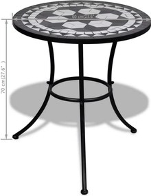 vidaXL Τραπέζι Bistro «Μωσαϊκό» Ασπρόμαυρο 60 εκ.