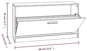 Παπουτσοθήκη Γυαλιστερό Λευκό 80x24x45 εκ. Επεξεργασμένο Ξύλο - Λευκό