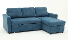 Baxter γωνιακός καναπές κρεβάτι με αποθηκευτικό χώρο 211x147x87εκ. Μπλε με αναστρέψιμη γωνία