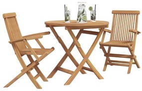vidaXL Σέτ φαγητού για κήπο 2 pcs Καφέ Μασίφ ξύλο teak