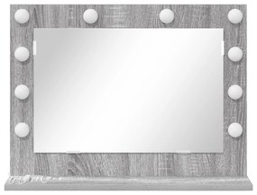 vidaXL Καθρέφτης Vanity  Γκρι Sonoma MDF, Γυαλί 60 x 45 x 18 εκ.