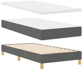 vidaXL Κρεβάτι box spring με στρώμα Σκούρο γκρι 100 x 200 cm ύφασμα