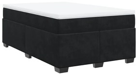 vidaXL Κρεβάτι Boxspring με Στρώμα Μαύρο 120x190 εκ. Βελούδινο