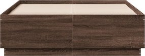 vidaXL Πλαίσιο Κρεβατιού με LED Καφέ Δρυς 135x190εκ. Επεξ. Ξύλο