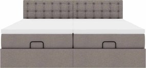 vidaXL Οθωμανικό κρεβάτι με στρώματα Taupe 200x200cm ύφασμα