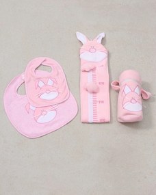 Σετ πετσετέ Rabbit με κέντημα λαγουδάκι Σετ Ροζ