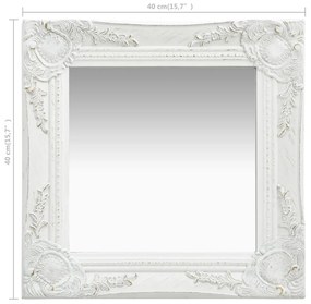 vidaXL Καθρέφτης Τοίχου με Μπαρόκ Στιλ Λευκός 40 x 40 εκ.