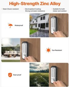 VEVOR Mechanical Keyless Entry Door Lock 14 Key Mechanical Keypad Lock Sliver