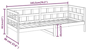 Καναπές Κρεβάτι Μαύρος 90 x 190 εκ. από Μασίφ Ξύλο Πεύκου - Μαύρο