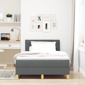vidaXL Κρεβάτι Box Spring με Στρώμα Σκούρο Γκρι 120x200 εκ. Ύφασμα
