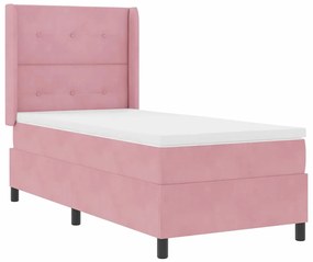 κρεβάτι με τύπο box spring και στρώμα vidaXL Ροζ 90x190 εκ. Βελούδο