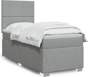 vidaXL Κρεβάτι Boxspring με Στρώμα Ανοιχτό Γκρι 100x200 εκ. Υφασμάτινο