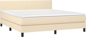 vidaXL Κρεβάτι Boxspring με Στρώμα Κρεμ 180x200 εκ. Υφασμάτινο