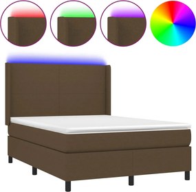 vidaXL LED Κρεβάτι με βάθρο με κεφαλάρι ύφασμα