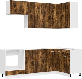 vidaXL Μονάδα κουζίνας LYON 8 pcs Καπνισμένο Ξύλο Δρυός