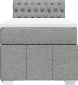 vidaXL Κρεβάτι Boxspring με Στρώμα Ανοιχτό Γκρι 90x190 εκ. Υφασμάτινο