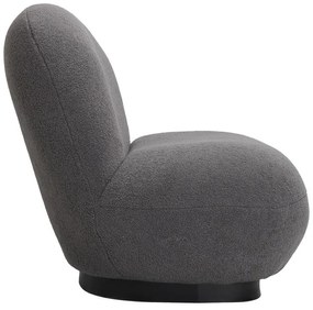 Πολυθρόνα Rosalie μπουκλέ ύφασμα σε ανθρακί απόχρωση με μαύρη βάση 85x82x77εκ 85x82x77 εκ.