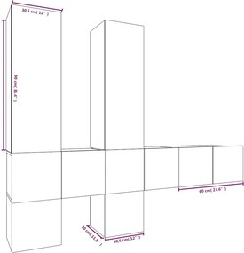 vidaXL Σετ Επίπλων Τηλεόρασης 7 Τεμαχίων Καπνιστή δρυς Επεξ. Ξύλο