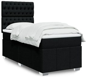 vidaXL Κρεβάτι Boxspring με Στρώμα Μαύρο 80 x 200 εκ. Υφασμάτινο