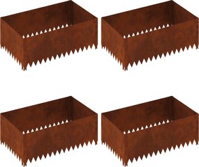 vidaXL Περίγραμμα γκαζόν 4 τμχ. 100 x 60 x 35 cm Ατσάλι Σκ rusty