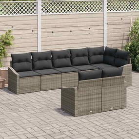 vidaXL Σετ Καναπέ με μαξιλάρι 8 pcs Γκρι συνθετικό ρατάν