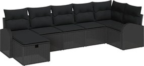 vidaXL Σετ Καναπέ με μαξιλάρι 7 pcs Μαύρο συνθετικό ρατάν